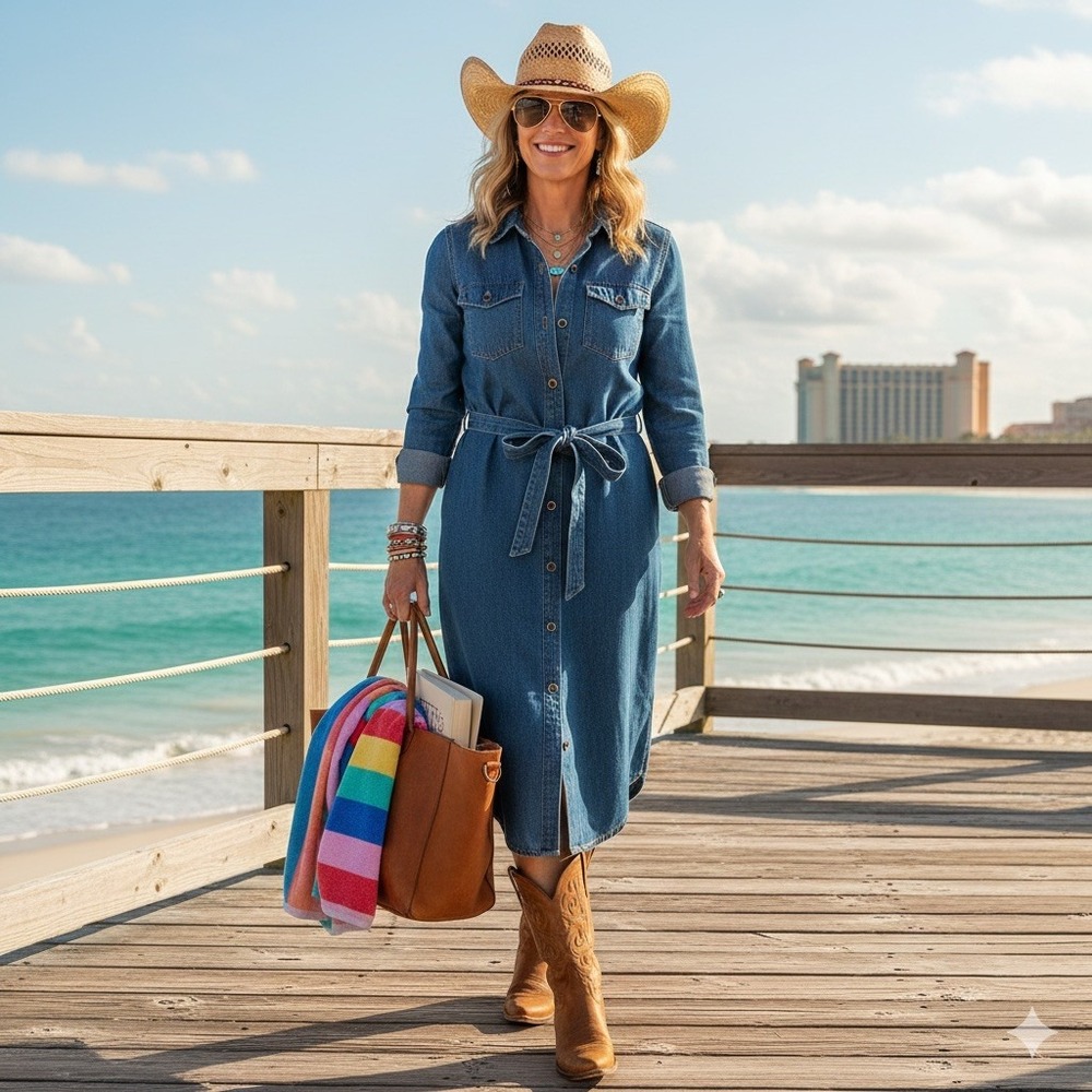 NWT Frye Denim Shirt Dress L belted  Western boho festival fair rodeo Americana